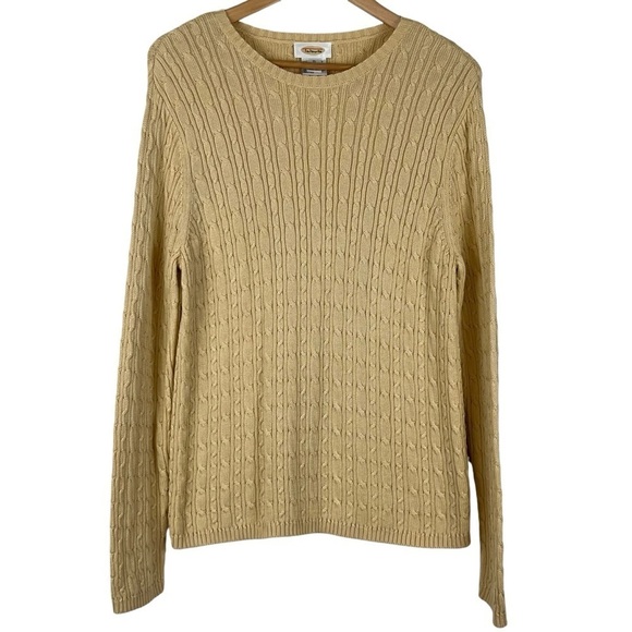 Talbots Vintage 90’s 100% Cotton Cable Knit Crewneck Neutral Tan Sweater Size XL - Picture 1 of 8